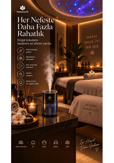 Airmist D5 Ultrasonik Aroma Difüzörü Mavi Okyanus Akıllı Elektronik Koku Makinesi, Araç Ev Ofis İçin Teknokalite