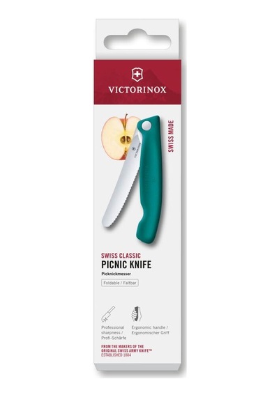 Victorinox Swiss Classic 11cm Tırtıklı Piknik Bıçağı, Yeşil