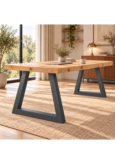 Evkolleksiyon Ters Trapez Metal Masa Ayağı 2 Li Takım 72x72 Cm 60x60 Çelik Profil Antrasit