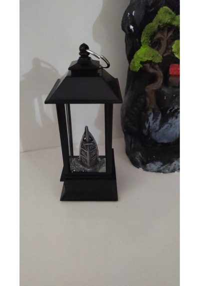 Dekoratif Işıklı Sulu Ve Işıklı Cam Kule Boyutu 12 Cm