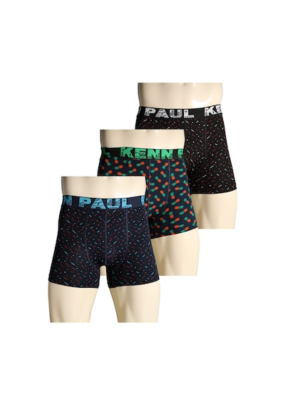 Kenn Paul 3'lü Desenli Pamuklu Lüks Boxer Konforlu Boxer Yumuşak Çok Renkli