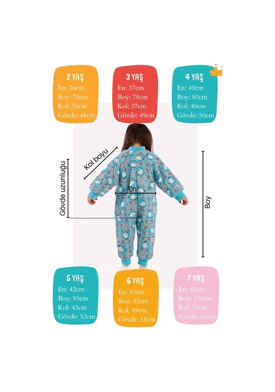 Babyhola 2-9 Yaş Kalın Elyaf Dolgulu 2.5 Tog Premium Kalite Çocuk Uyku Tulumu 23504 Buz Mavisi
