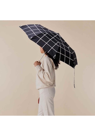 Duckhead Duck Kompakt Şemsiye Black Grid Beyaz - Siyah