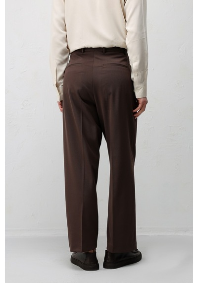 Antioch Relax Fit Pilili Erkek Pantolon Koyu Kahve