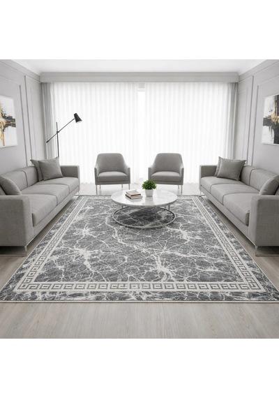 Kilim Savan Çift Taraflı Modern Desenli Yıkanabilir Pamuklu Dokuma 2x3 Metre Gri Çok Renkli
