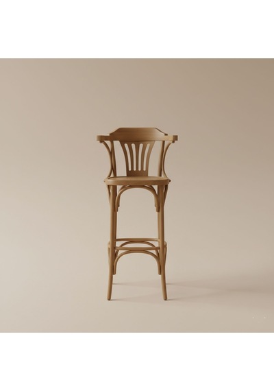 Thonet Kolçaklı Ahşap Bar Sandalyesi Natural