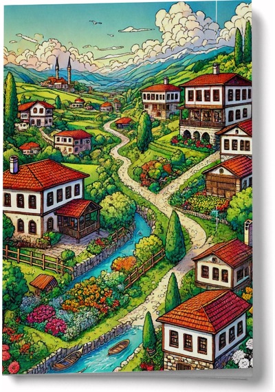 Köy Hayatı Mini Defter Çok Renkli