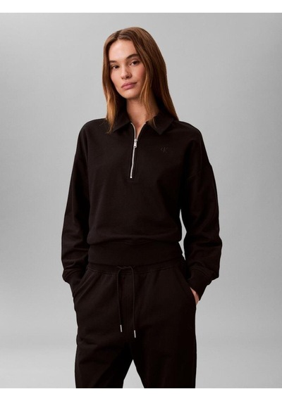 Calvin Klein Ls Archıve Terry 1/4 Zıp Polo Sw-12966 Siyah