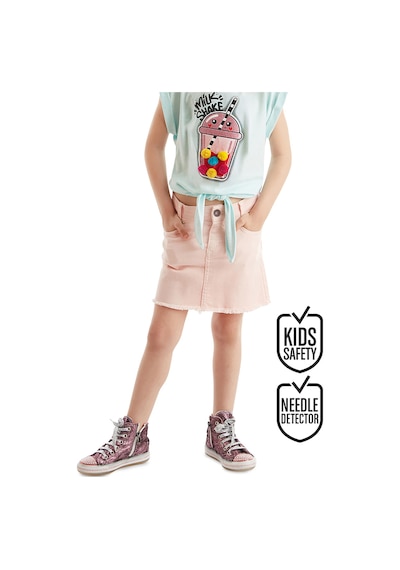 Denokids Pembe Denim Mini Kız Etek Pembe