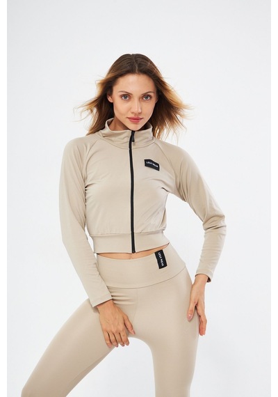 Lesa Wear İçi Polarlı Yumuşacık Şardonlu Kaşkorse Crop Likralı Hırka Bej