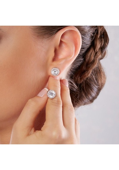 3.00 Karat Oval Tektaş Gümüş Küpe