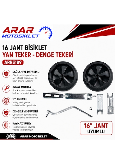 16 Jant Bisiklet Yan Teker-denge Tekeri-arr3189 Siyah
