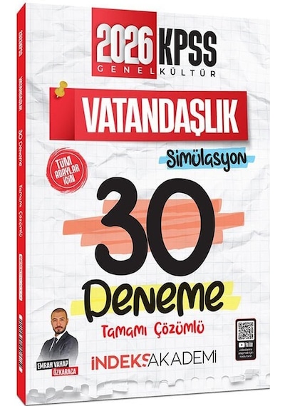 İndeks Akademi 2026 Kpss Vatandaşlık Simülasyon 30 Deneme Çözümlü - Emrah Vahap Özkaraca İndeks Akademi Yayıncılık