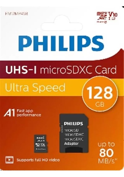 Sh Philips Fm12mp45b/00 128gb Class10 Uhs-ı U1 Tf Adaptörlü Micro Sdxc Hafıza Kartı Najmaddin