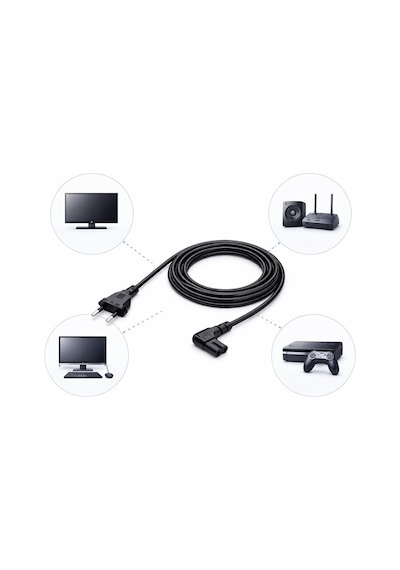 2 Adet - 90 Derece L Uç Teyp Radyo Fişi Ps5 Ps4 Ps3 Xbox One S X Power Güç Kablosu - 1.5m