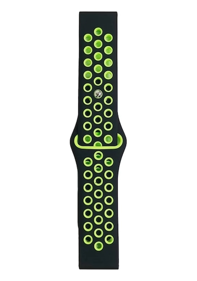Watch 20mm Uyumlu Spor Delikli Kordon - Siyah-yeşil