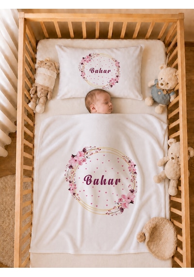 Pia Baby Kız Bebek %100 Pamuk İsme Özel Hastane Çıkışı Tulum Seti Yastık Kılıfı Battaniyeli 2023tyb0x Ekru