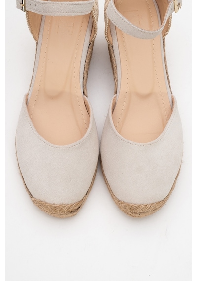 Luvishoes Luvi Shoes Aldea Bej Süet Hakiki Deri Kadın Dolgu Topuk Sandalet Süet Bej