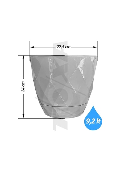 Yakamoz Saksı 1, Antrasit, 9.2 Litre