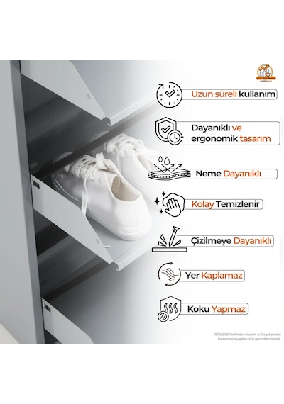 Kilitli 5'li Metal Ayakkabılık - Sarı