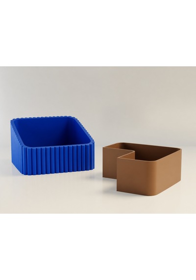 3d Baskı Fıstık Kasesi - Çift Hazneli Kabuk Ayırıcı Sunum Kasesi - Mavi Kahverengi Diğer