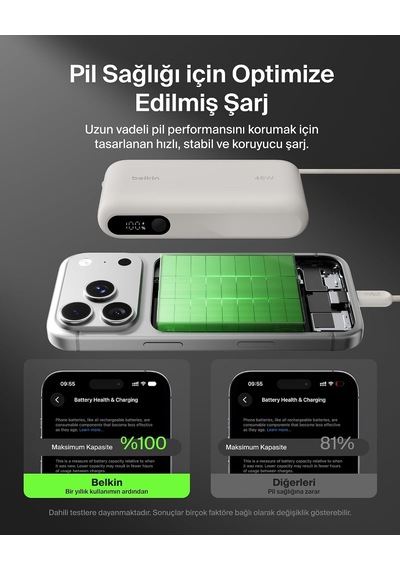 Ultracharge 10000 Mah Usb-c Kablolu Ve Ekranlı Power Bank, Kum Rengi