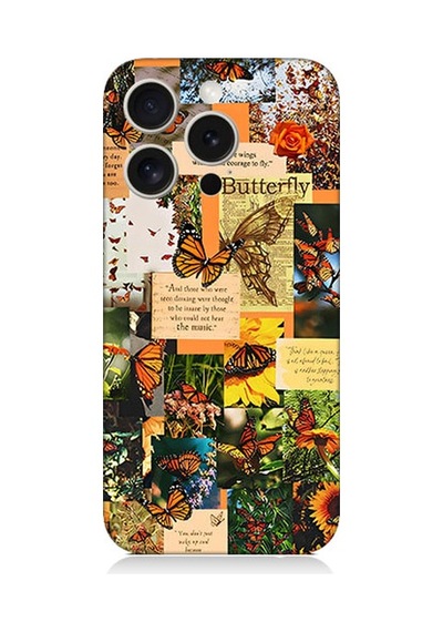 Apple Uyumlu iPhone 15 Pro Kelebek Poster Desenli Silikon Kılıf Silikon