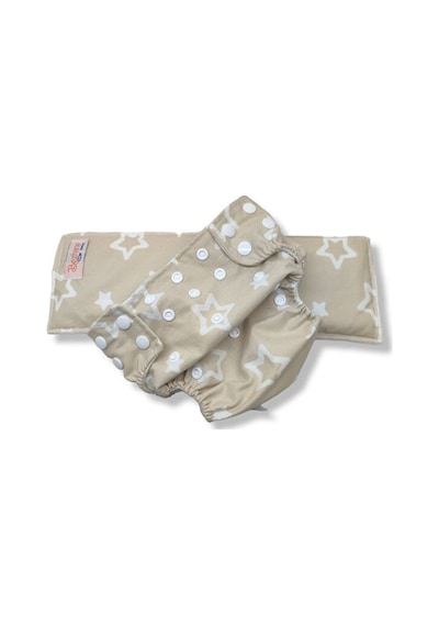 Baby Yıkanabilir Bebek Bezi Cepli Yıldızlı Kapiçino 3Kg-12Kg +1 Numara 7 Katlı Emici Ped 1 Numara