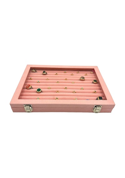 Yüzük Ve Koldüğmesi Kutusu Pembe Süet