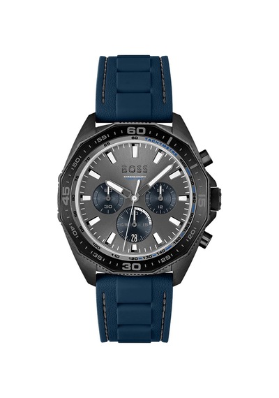 Hugo Boss HB1513972 Silikon Mavi Siyah Kadran 44 mm Erkek Kol Saati
