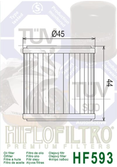 Hiflo Trk250 Bn251 Yağ Filtresi Hf593