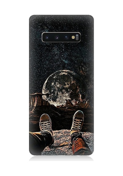Samsung Galaxy S10 Uyumlu Yıldızlı Bir Gece Ve Ay Desenli Silikon Kılıf