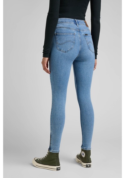 Lee Skinny Fit Dar Kesim Yüksek Bel Çok Dar Paça Mavi Kadın Esnek Jean Denim Kot Pantolon L31BERPA Mavi