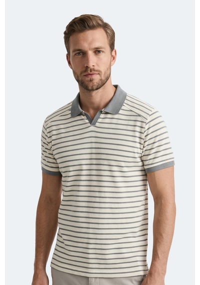 Slazenger Zoll Erkek Polo Yaka Beyaz / Gri Tişört