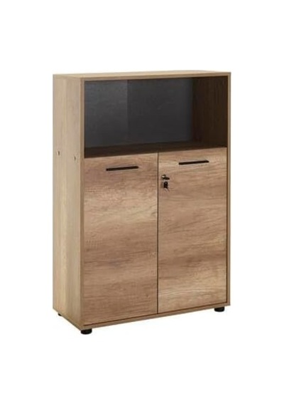 Tr Newyork 3 Raflı Kilitli Kapaklı Kitaplık-açık Ceviz Tori 72x110x34 Cm Gxyxd Diğer