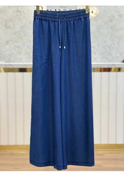 Sentez Sz-5648-m Mavi Renk Mie Tensel Geniş Paça Pantolon 2