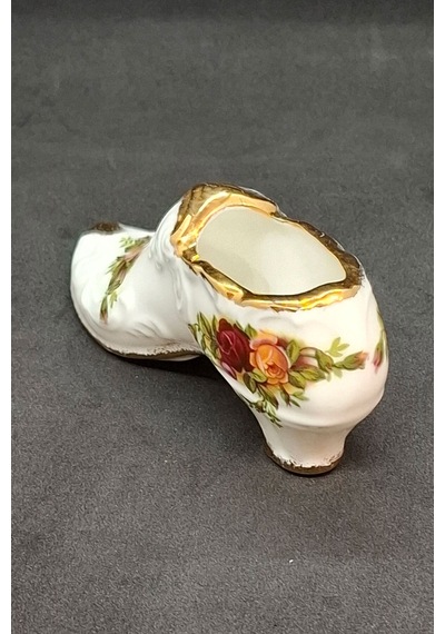 Old Country Roses Bone China Porselen Antika Minyatür Ayakkabı Kase 11 Cm X 3 Cm Yeşil