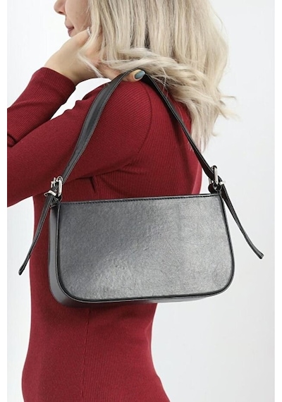 Lovelystore Düz Baget Astarlı 3 Gözlü Basic Omuz Çantası 27x15 Siyah