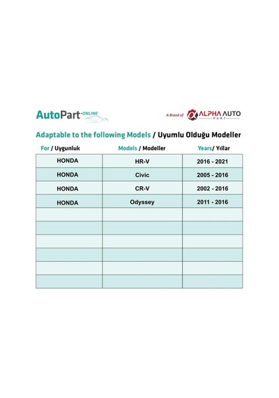 Honda Hr-v Civic Cr-v Odyssey Acura Tl Rl Ilx Mdx Legend İçin Ön Çamurluk Klips - 1 Adet