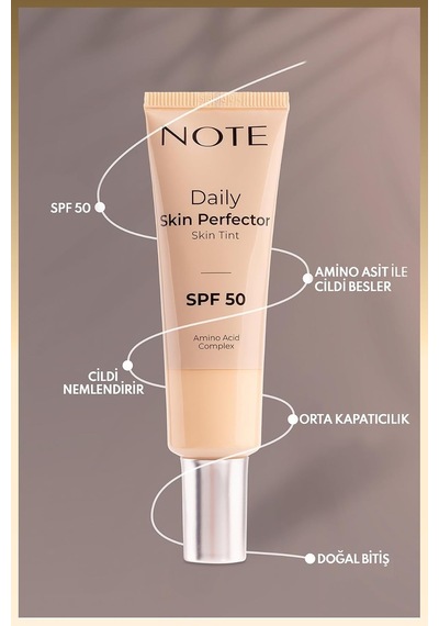 Tr Cosmetics Daily Skin Perfector Skin Tint 100 Spf 50 Ton Eşitleyici Doğal Bitişli Renkli Nemlendirici