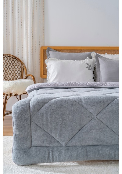 Rivaistanbul Gri Loura Çift Kişilik Çift Taraflı Lüx Wellsoft Yorgan 195x215 Cm Gri