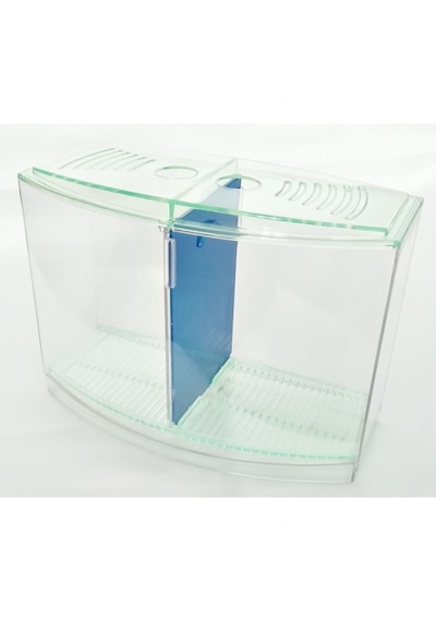 Bölmeli Izgaralı Betta Beta Kabı Tankı Akvaryum 1800 Ml - 19x8x13 Cm Yeşil
