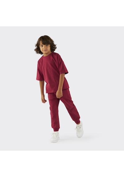 Unisex Çocuk Kısa Kollu Bordo Tişört 3886876 9931BK05001