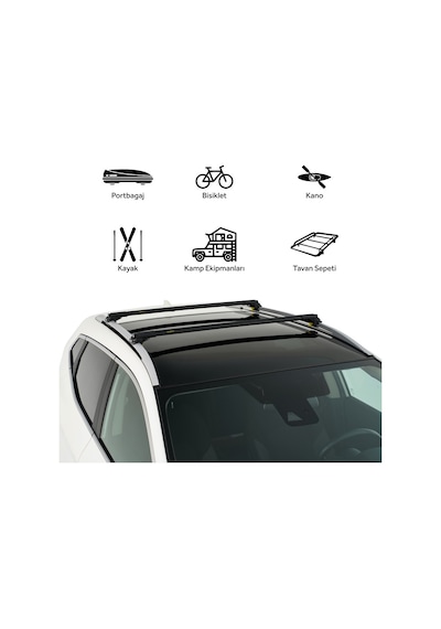 Mitsubishi Pajero 2000-2006 Uyumlu Turtle Air-1 Full Kit Tavan Ara Atkı Seti 82-82cm Gri