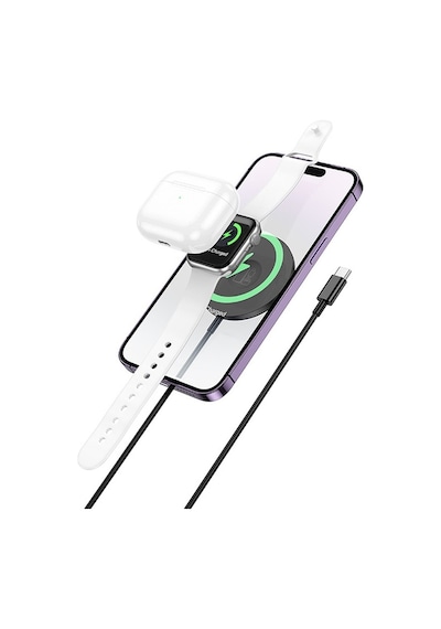 Hoco CW50 15 W 3in1 Kablosuz Manyetik Hızlı Şarj Aleti