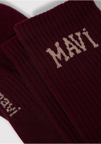 Mavi - Mavi Logo Baskılı Bordo Soket Çorap 0911160-85347 Bordo