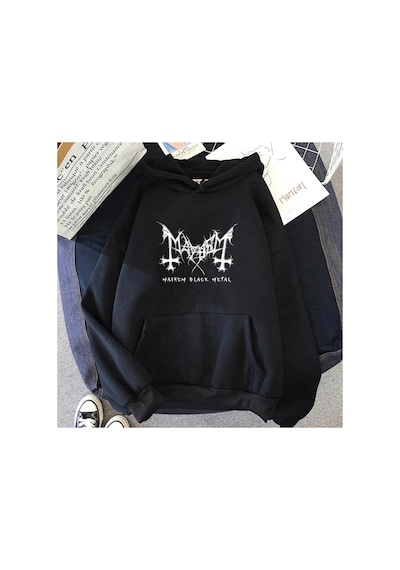 Tarzsokak Siyah Unisex Mayhem Deathcrush Kapüşonlular Punk Baskı Erkekmoda Estetik Ağ