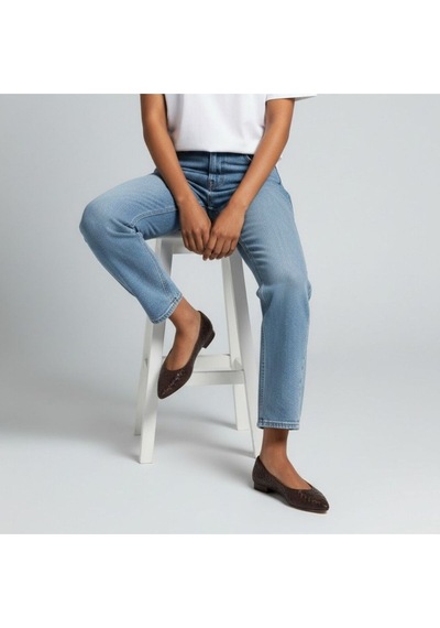 Ne&ve Shoes Kahve Hakiki Deri Örgü Detaylı Kadın Sivri Burun Şık Ve Rahat Babet Kahverengi