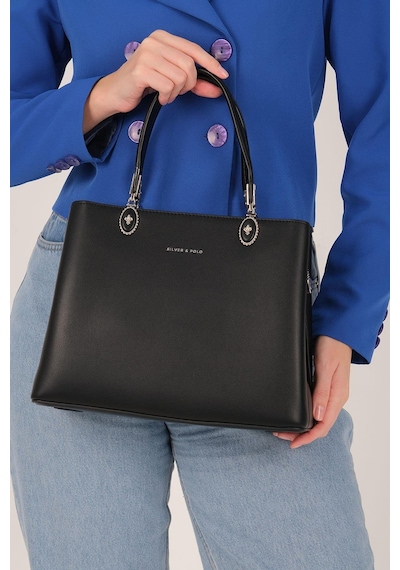 Silver Polo Sp1234 Kadın El Çantası Cilt Siyah-siyah
