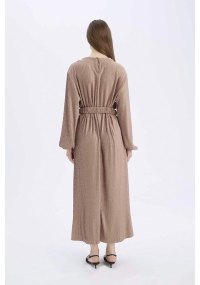 DeFacto Regular Fit Pilise Uzun Kollu Maxi Tesettür Elbise E1952AX25SPBG267